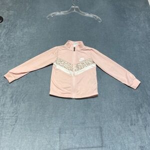 Nike Track Jacket Girls Toddlers 4T Pink Full Zip Mock Neck Swoosh Logo Sports